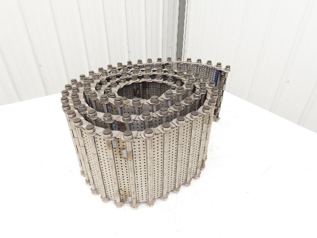 9" x 15' 7" Steel Cleated Chip Conveyor Hinge Belt 8" Bed Width Pin & Roller