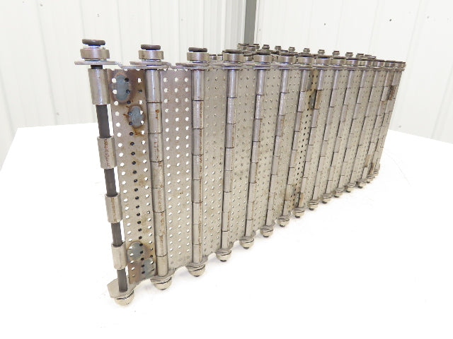 9" x 15' 7" Steel Cleated Chip Conveyor Hinge Belt 8" Bed Width Pin & Roller