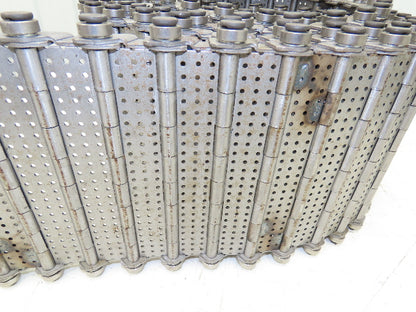 9" x 15' 7" Steel Cleated Chip Conveyor Hinge Belt 8" Bed Width Pin & Roller