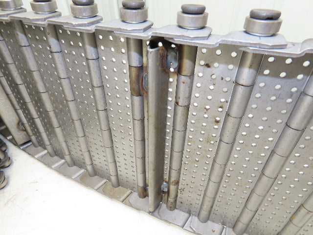9" x 15' 7" Steel Cleated Chip Conveyor Hinge Belt 8" Bed Width Pin & Roller