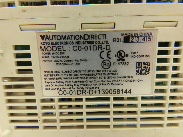Automation Direct CO-01DR-D CLICK Koyo PLC 24Vdc 20W