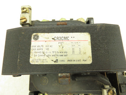 General Electric CR3CMC Motor Starter Contactor 100Hp 600VAC 3Ph 105 Amp