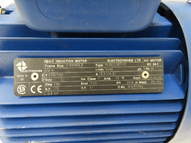Electrodrives AL100LS02T/2 Alpak II AC Motor 4kw 5Hp 3440rpm 230/460V 3PH 100L