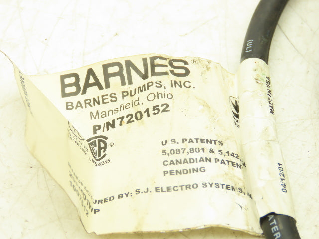 Barnes 720152 Pump Float Switch 120VAC 20' Cord