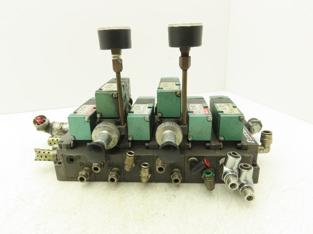 Numatics 6-Station FlexiBlok Manifold 120V Single Solenoid Valves