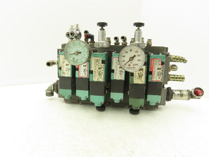 Numatics 6-Station FlexiBlok Manifold 120V Single Solenoid Valves