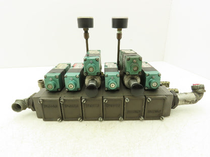 Numatics 6-Station FlexiBlok Manifold 120V Single Solenoid Valves
