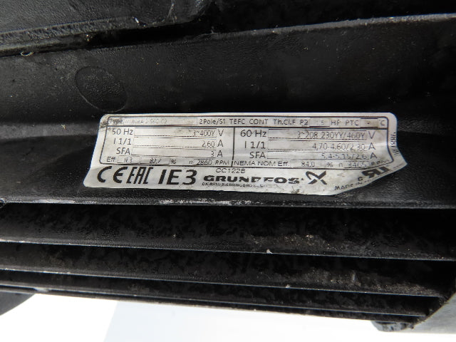 Grundfos MTC4-5/3 A-WB-A-AQQV Coolant Pump 26gpm 1.5Hp 230/460V 3PH 3/4"NPT