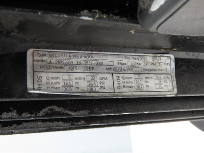 Grundfos MTC4-5/3 A-WB-A-AQQV Coolant Pump 26gpm 1.5Hp 230/460V 3PH 3/4"NPT