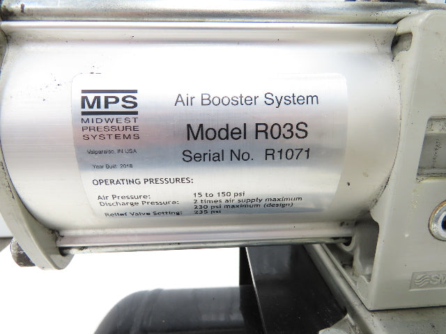 MPS Midwest R03S 2:1 Compressed Air Pressure Booster 3.5 Gal Tank 230psi