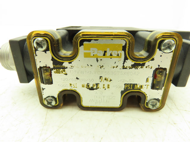 Parker D1VW1KNYCF563075XB Hydraulic Directional Valve 5000PSI 110/120V 50/60Hz