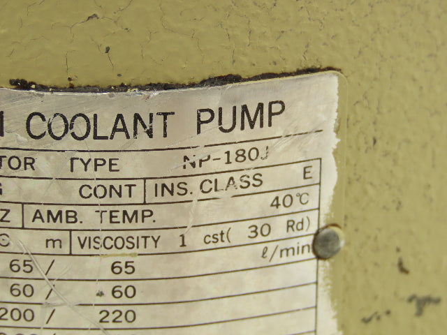 Mitsubishi NP-180J Coolant Suction Pump 180W 208/230V 3PH 1/2"NPT 65L/min