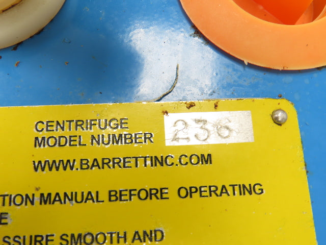 Barrett Centrifugals 326 12" Chip Spinner Oil Extractor Centrifuge 50Lbs 3Hp 3PH