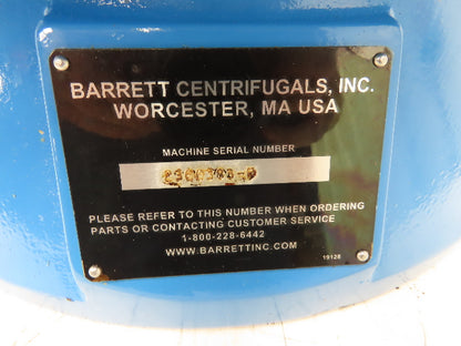 Barrett Centrifugals 326 12" Chip Spinner Oil Extractor Centrifuge 50Lbs 3Hp 3PH
