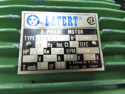 Lafert ST90SL2 Metric AC Motor 1.8kw 2.5Hp 3420rpm 333/575V 3PH 90L 24mm Shaft