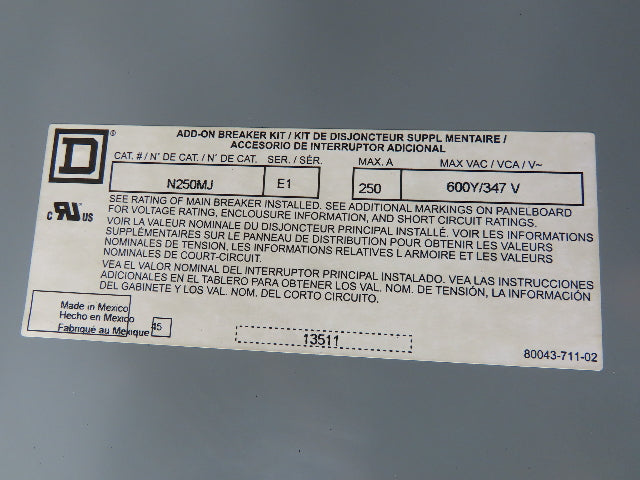 Square D NF442L2C NF Panelboard Breaker Box 200A 600Y/347V 3PH 4W 42 Circuit