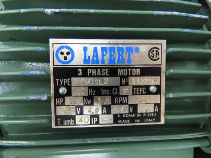 Lafert ST90SL2 Metric AC Motor 1.8kw 2.5Hp 3420rpm 333/575V 3PH 90L 24mm Shaft