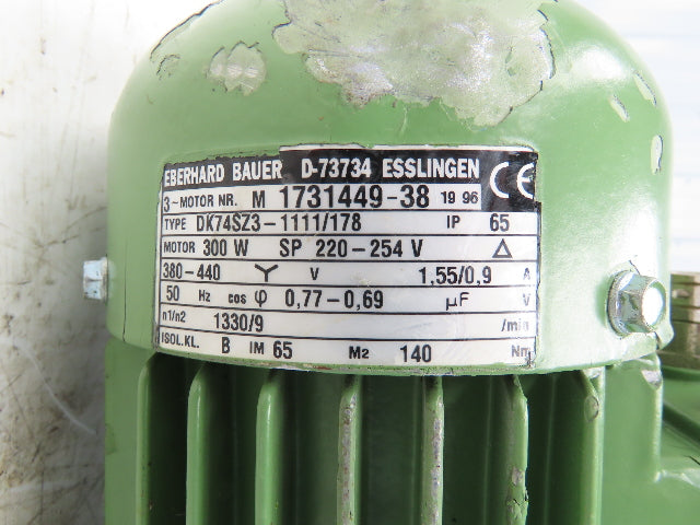 Bauer DK74SZ3-1111/178 Gearmotor 0.3kw 148:1 Ratio 11rpm 220-480 3PH LH Output