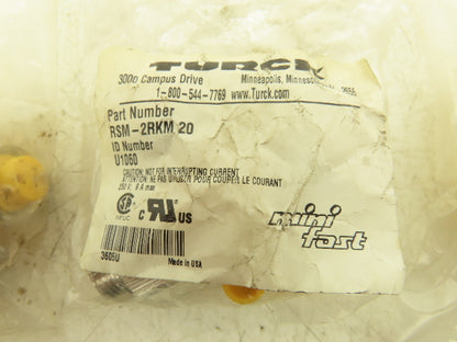 Turck RSM-2RKM-20 T-Splitter 2 Wire Actuator and Sensor Tee 7/8"-16 UN Lot of 5