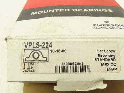 Browning VPLS-224 Pillow Block Bearing 1-1/2" Bore 2 Bolt Base VS-224 Insert