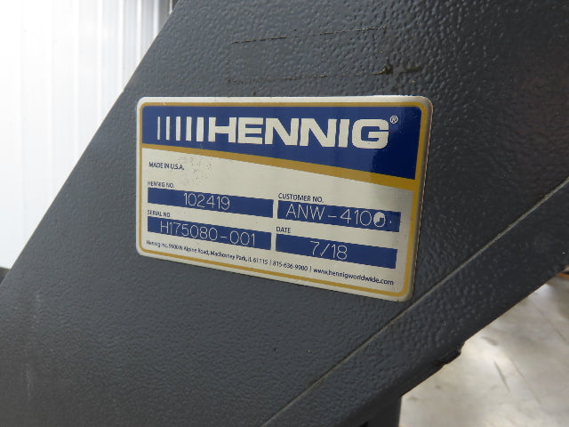 Hennig 44"x 9' 6"L CNC Chip Conveyor 40"Belt 40" Discharge 230/460V 3PH 8FPM