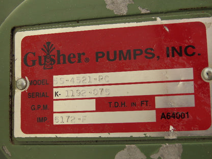 Gusher Pumps 5S-4521-PC Cast Centrifugal Pump 1/4Hp 3450rpm 208-230/460VAC 3PH