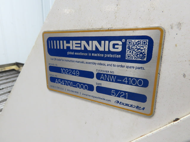 Hennig 44"x 9' 6"L CNC Chip Conveyor 40"Belt 38" Discharge 230/460V 3PH 8FPM