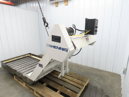 Hennig 44"x 9' 6"L CNC Chip Conveyor 40"Belt 38" Discharge 230/460V 3PH 8FPM