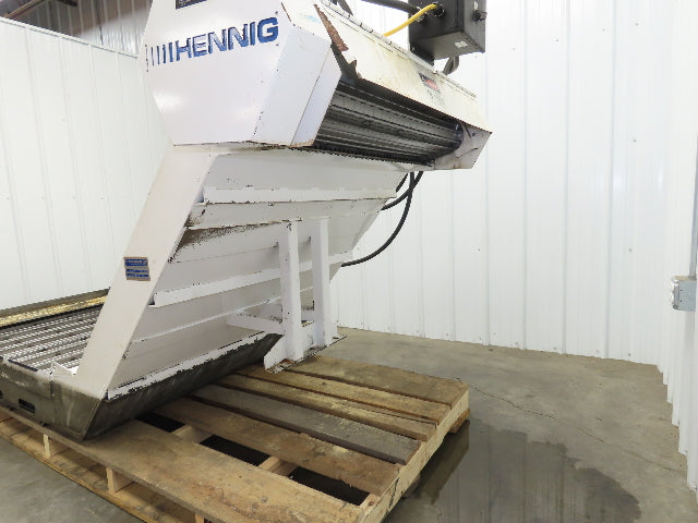Hennig 44"x 9' 6"L CNC Chip Conveyor 40"Belt 38" Discharge 230/460V 3PH 8FPM