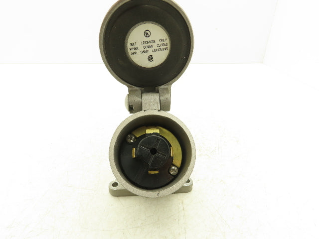 Hubbell HBL21447 Hubbellock Watertight Flanged Inlet Male Plug 30A 600V 3P 4W