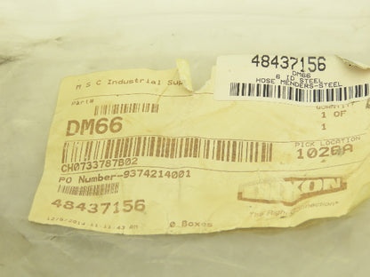 Dixon Valve DM66 6" Hose ID Barb x Barb Steel Fitting Hose Mender 10"L