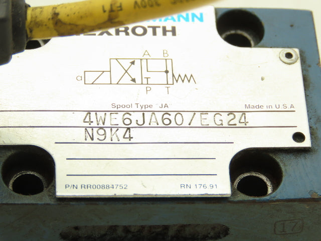 Rexroth 4WE6JA60/EG24-N9K4 Directional Control Solenoid Valve 24VDC