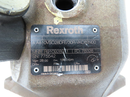 Rexroth A AA10VSO28DFE/30R-VKC62N00 Hydraulic Piston Pump 11gpm 28cm³ 4000psi