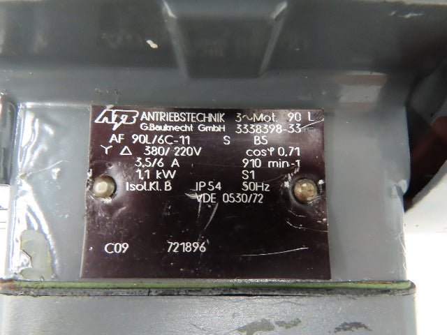 ATB Antriebstechnik AF 90L/6C-11 S B5 Metric AC Motor 1.1kW 910rpm 380/220V 3PH