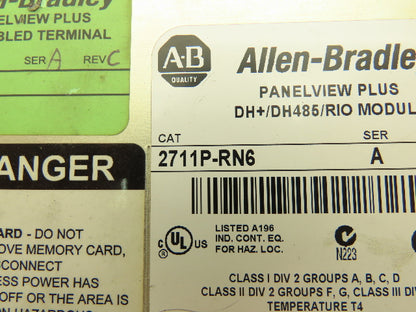 Allen Bradley 2711P-RN6 PanelView Plus DH+/DH485/RIO Module Ser A Rev B