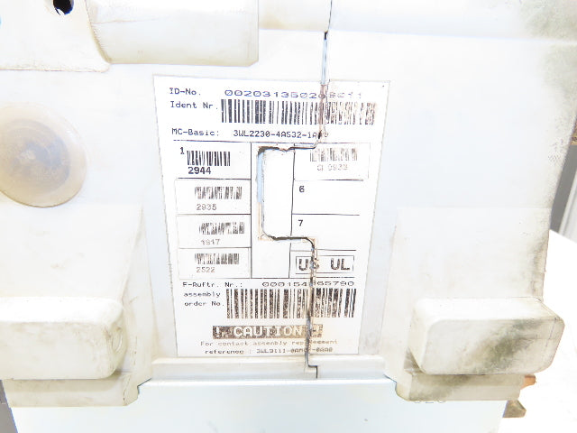 Siemens WLL2F330 Air Circuit Breaker 600VAC 3000A Switchgear 	ETU745 Cubicle Bus