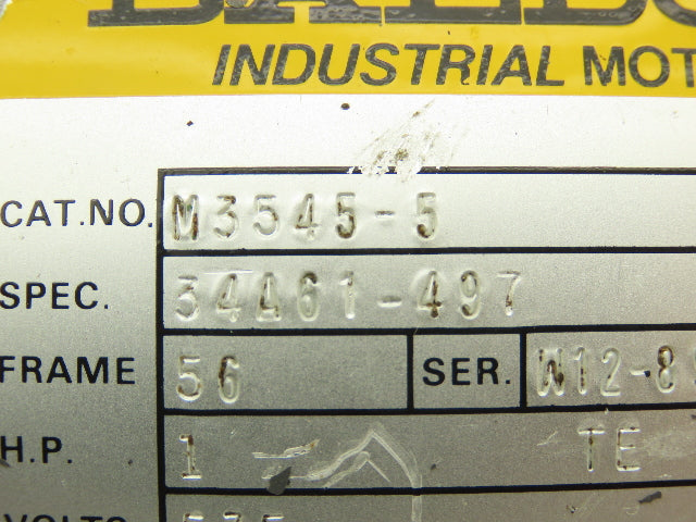 Baldor M3545-5 AC Motor 1Hp 1.2A 3450rpm 575VAC 3Ph 56C TEFC 34A61-497