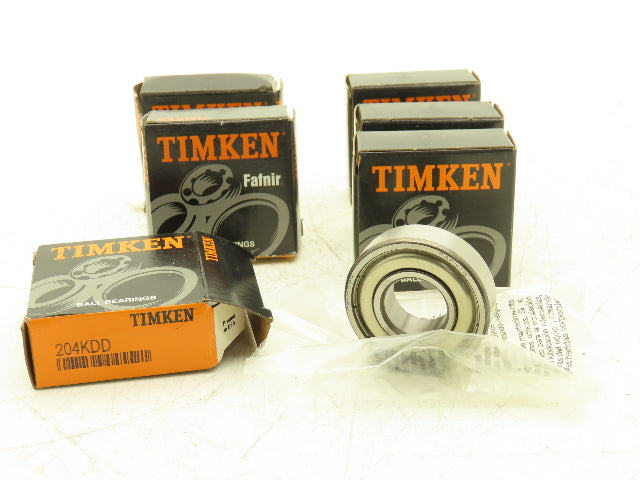 Timken Fafnir 204KDD Ball Bearing 20mm-ID x 47mm-OD x 14mm-Width Lot Of 6
