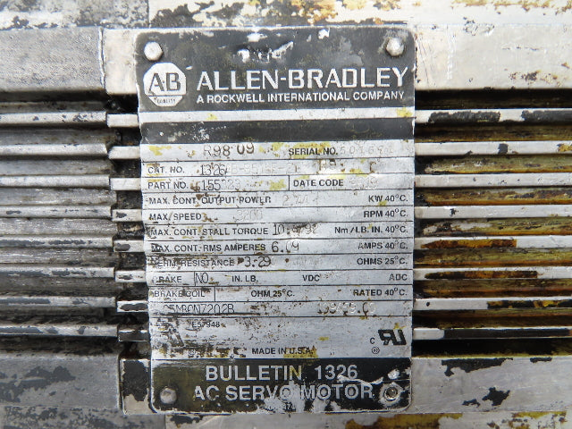 Allen Bradley 1326AB-B515E-21 R98 09 AC Servo Motor 2.44kW 3200 RPM 460V 3PH