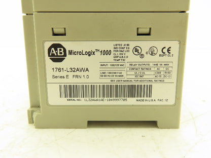 Allen Bradley 1761-L32AWA MicroLogix 1000 Controller I/O Module Series E