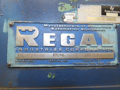 Regal 6000-18-DRNP Double End Uncoiler Decoiler 6000lb Power Feed 230/460V 3Ph