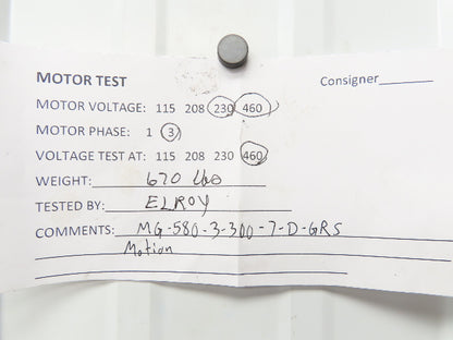 Motion MG-580-3-300 Rotary Table Indexer 3 Position Rotator 1Hp 230/460V