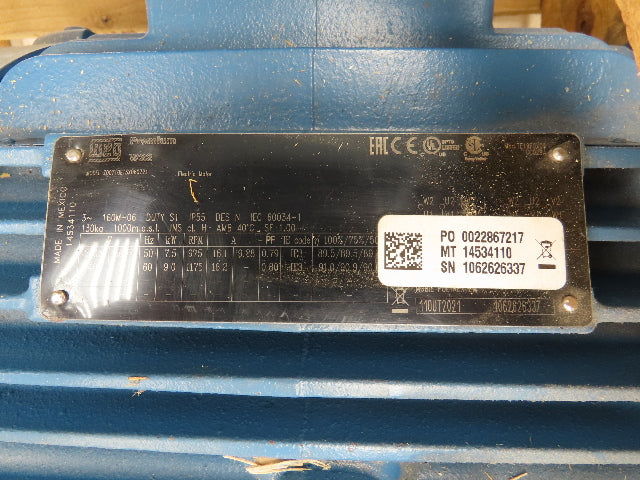 Sew Eurodrive AC Motor 9KW 1175 RPM 380/660/440V 3PH TEFC IEC 160M Frame W22