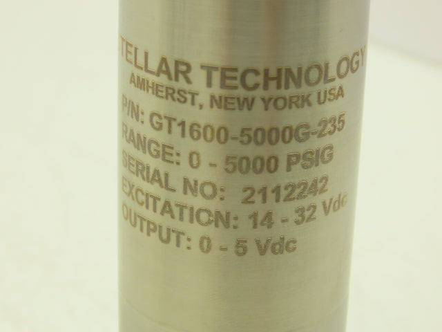 Stellar Tech GT1600-5000G-235 Hydraulic Pressure Transducer Sensor 0-5000PSI