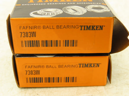 Timken Fafnir 7303W C1 Ball Bearing 17mm-ID x 47mm-OD x14mm-Width Lot Of 2