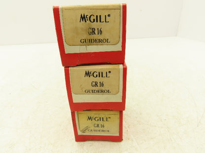McGill GR 16 2 Row Needle Roller Bearing 1"-ID x 1.5"-OD x 1" Width Lot Of 3