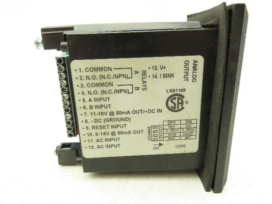 Omega DP-F75 Rate Meter Batch Control Totalizer 6 Digit Panel Meter 110V