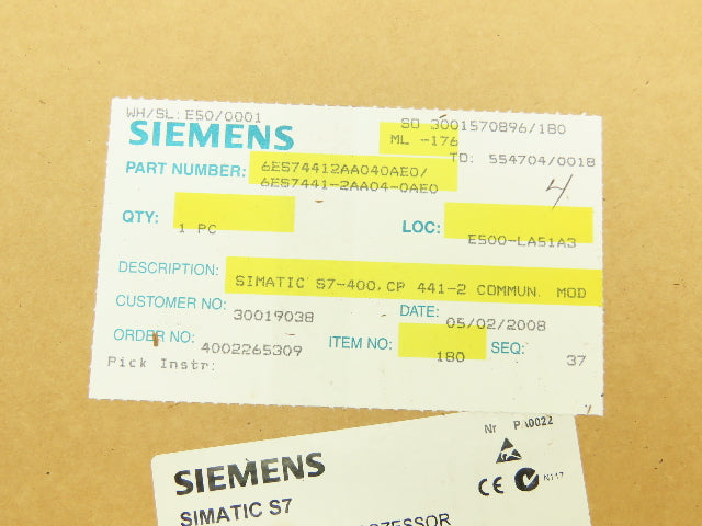 Siemens 6ES7441-2AA04-0AE0 Simatic S7 Communications Processor HW V2 FW V1.0.0