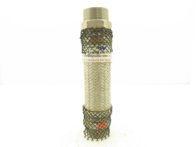 Hose Master MB-304 2"x 12" Braided Stainless Steel Flex Hose 2" NPT Male Ends