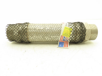 Hose Master MB-304 2"x 12" Braided Stainless Steel Flex Hose 2" NPT Male Ends